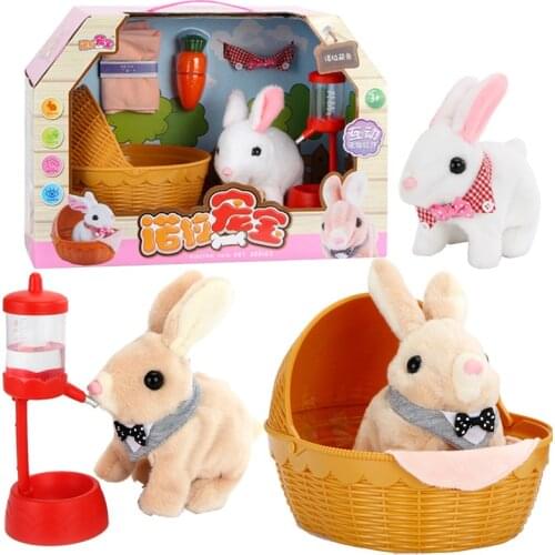 Robot Rabbit Electronic Rabbit Toys Plush Soft Pet Cute Animal Toy Walk Arch Nose Shake Ears Toys For Children Birthday Gifts