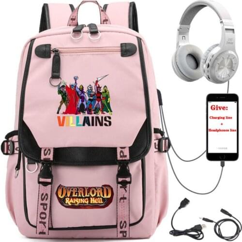 USB Charging teenagers Laptop packsack anime Overlord backpack student School book Bag Women men Travel Backpack
