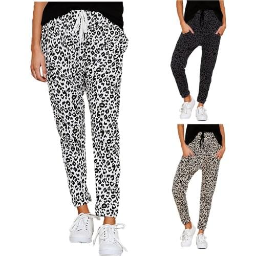 Joggers Womens Leopard Printed Sports Joggings Sweatpants Long Pants Pocket Elastic Waist Loose Trousers Casual Harem Pants