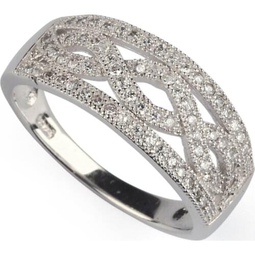 SHUNXUNZE Explosion models Wedding rings Jewelry for women christmas gifts White Cubic Zirconia Rhodium Plated R3255 size 6 7 8