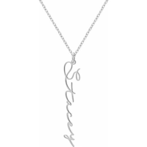 DARK DIAMOND-Vertical name necklace in stainless steel or 18K gold plated