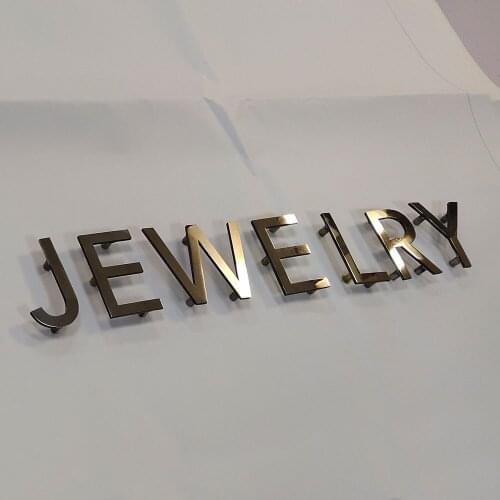 Vintage Metal Signage 3D Logo/Letters Brass Aluminum Letters Cutting Solid Sign Individual Letters for Signs Reception Jewelry