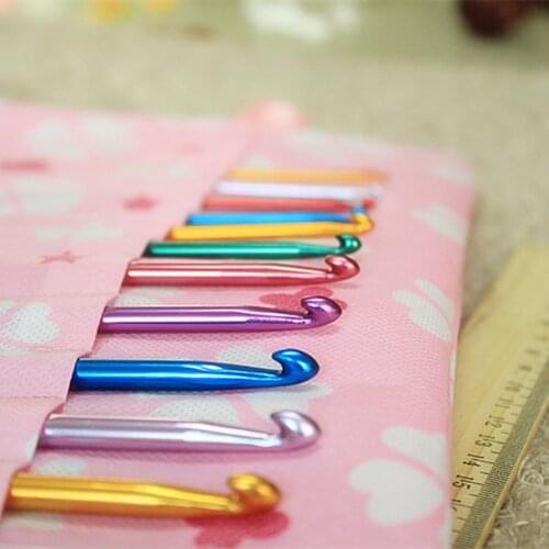 Crochet hook rainbow color candy color aluminum 12pcs sweater scarf crochet wool knitting tools