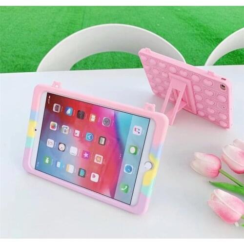 For iPad Cases Pro 2020 2019 2018 iPad Air 1 2 Mini 5 4 3 2 1 Protective Case Fidget Bubble Toys Silicone Rainbow Tablet Cover