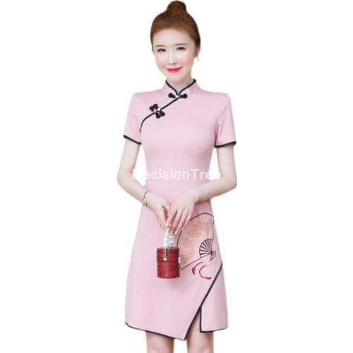 2021 womens silk qipao oriental dresses printing elastic qipao cheongsam ancient traditional chinese dress cheongsam dress