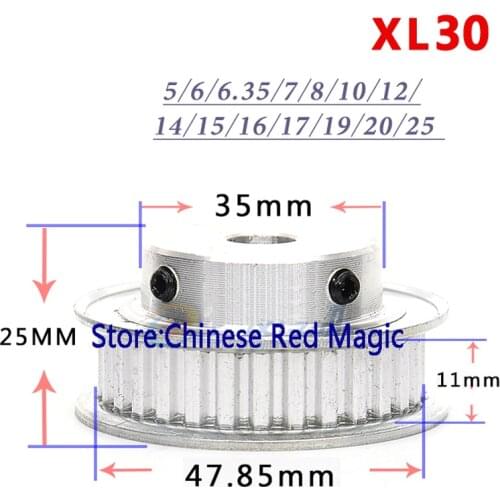 XL30 30tooth / XL28 28tooth Timing Pulley Aluminum 3D Printer Parts XL teeth Bore Width 11mm Synchronous Wheel Gear