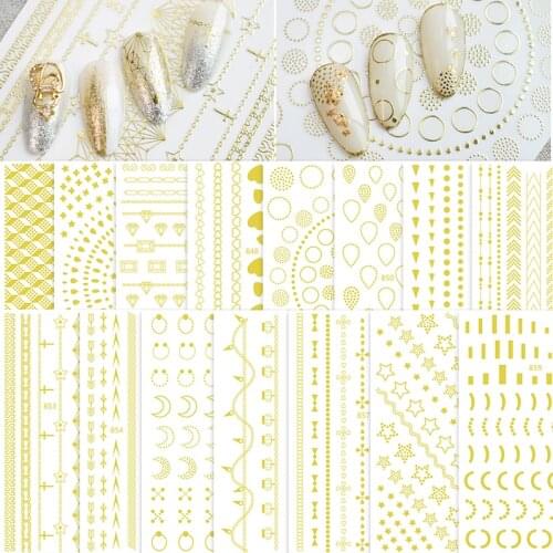 1 Sheet 3D Nail Sticker golden bronzing series nail art stickers golden applique nail stickers nail art accessories
