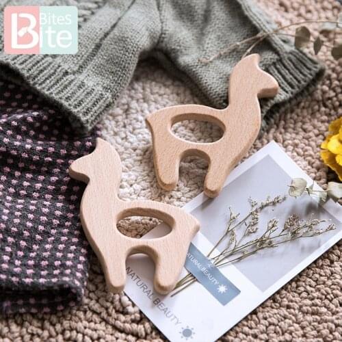 Bite Bites 1pc Baby Wooden Teether Alpaca Pacifier Clips Chain Pendant Teething Holder Beech Rodent BPA Free ChildrenS Goods