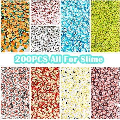 200Pcs Fruit Slices Slime Additives Soft Slices for Nail Art Beauty Decor Slime Filler Supplies Charms Accessories Toys