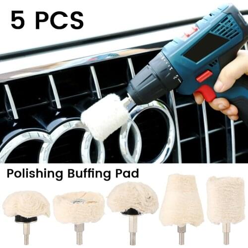 5PCS Car Polishing Cone Buffing cloth wheel Pad Auto Waxing Wool Polishing Disc Hub Beauty Cleaning Tool For Polisher Adapter
