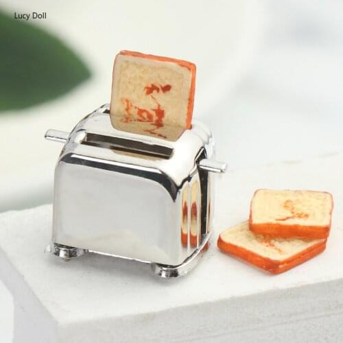 DIY House Accessories 1：12 Mini Bread Machine With Toast Kitchen Toys DIY DIY House Decorations Cute Decoration Toaster Girls