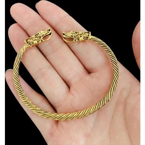 Gold Colour Dragon Bracelet Fashion Accessories Viking Bracelet Wristband Bracelets For Women Men Bangles Jewelry Gift