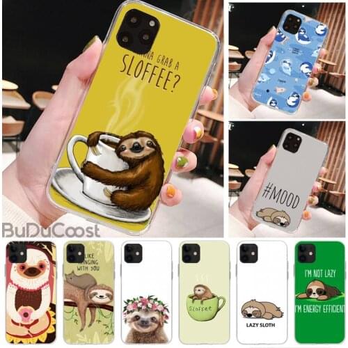 Riccu Caffeinated Sloth anima Phone Case For iPhone 11 12 pro XS MAX 8 7 6 6S Plus X 5S SE 2020 XR cover