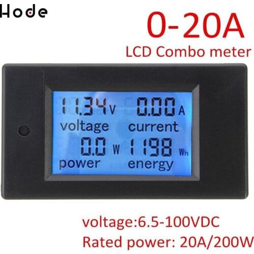 DC 100V/20A LCD Display Digital Current Voltage Power Energy Meter Multimeter Ammeter Voltmeter