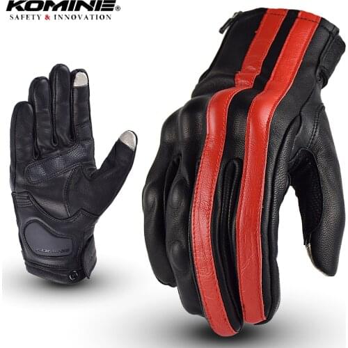 For Komine GK-119 Leather Motorcycle Gloves Full Finger Motocross Gloves Protective Gloves Touch Screen Moto Racing guantes moto