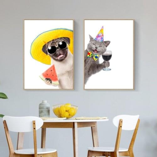 G04 Cute Dogs And Cats Canvas Painting Wall Art Prints Poster Wall Pictures For Living Room Decor Home Decor