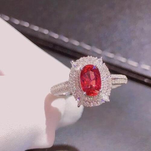 H710 Natural 1.09ct Red Ruby Ring Diamonds Jewelry Anniversary Females Rings for Womens Fine Rings