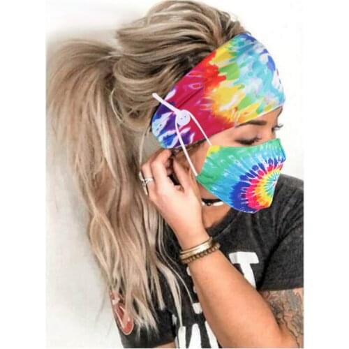 Unisex Set Soft Yoga Sports Elastic Hair Bands Button Head Mask Turban Hair Accessories Band Fashion Hair Band With Mask