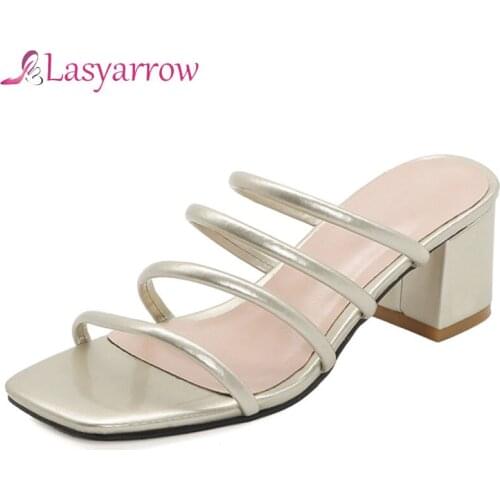 Lasyarrow plus size 33-47 2020 fashion women sandals comfortable pu leather casual women mules sheos solid color summer shoes