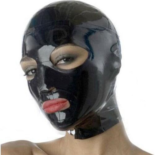 Latex Hood Open Eyes and Mouth Back Zipper for Catsuit Rubber Mask Club Wear adult toys sex toys