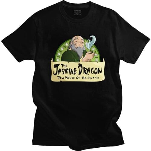 Funny The Jasmine Dragon Tea House T-shirt Men 100% Cotton Anime Tees Top Short Sleeve Avatar The Last Airbender T Shirt Clothes
