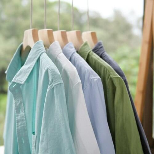 100% Cotton Mens Summer Casual Short-sleeved Shirt Classic Slim Fashion All-match White Green Top Male High-end Brand Clothes