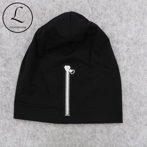 GZhilovingL New 2019 Spring Women Zipper Slouch Beanies Hats Solid color Soft Polyester Women Ladies Oversize Hat Skullies Caps