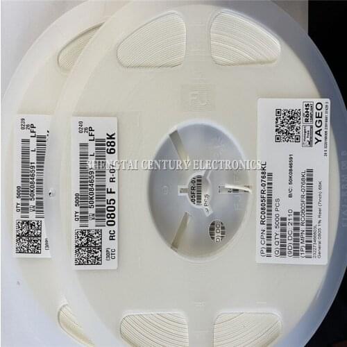Novo Original 0805 patch resistance 68KΩ (6802) ± 1% 68K RC0805FR-0768KL 5000pcs