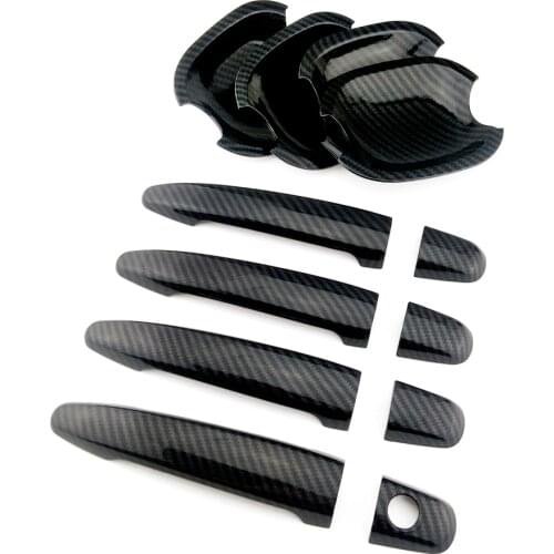 Carbon Fiber Printed Car Exterior Door Handle Cover Door Bowl Moulding Trim For Toyota Land Cruiser Prado J120 2002 2005 2009