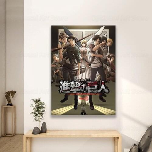 Attack on Titan Posters and Prints Classic Japanese Anime Canvas Painting Levi Jaeger Wall Art Pictures for Living Room Decor