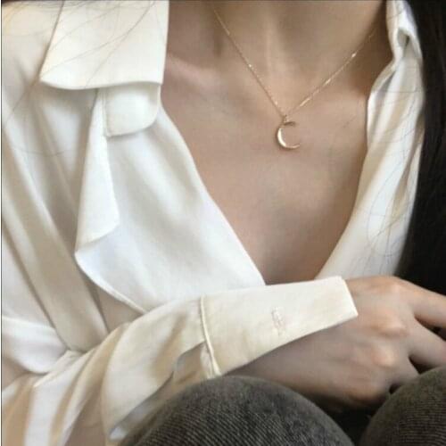 Clavicle Chain Gift Jewelry Silver Color Gold Color Pendant Simple Moon Choker Necklace