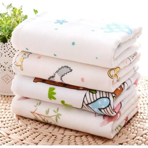 4pcs/lot Pure cotton Gauze Towel Large baby big Print cartoon towel adult lady luxurious soft Wash Face Water Absorbent 40*74cm