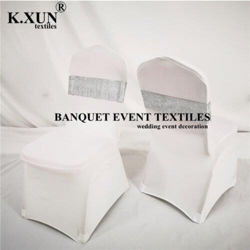 Gold Silver Color Sequin Chair Band Buckle Chair Sash Fit On Banquet Chair Cover For Wedding Event Party Decoration