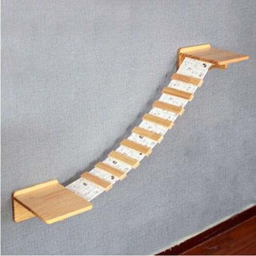 Cat Climbing Frame Pet Cat Tree House Wood Jumping Platform Pet Furniture Tree House Cat Toys Play House Wall-mounted WY70411