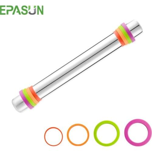 EPASUN Adjustable Roller Pin Stainless Steel Dough Roller Roller Removable Thickness Rings for Bakers Baking Pizza Pie Utensils