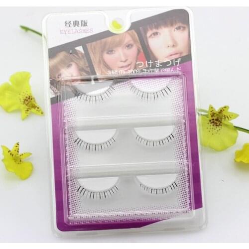 50set 3Pair/set 3D Natural Cross False Eyelashes Mink Hair Eye Lashes Black tools new fashion