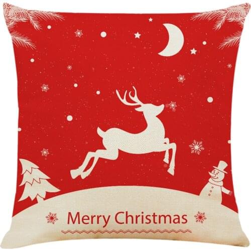 Christmas Cotton Linen Cushion Cover Xmas Decorative Cushions Sofa Pillowcover Throw Pillows Cover Single Side Holiday Printed