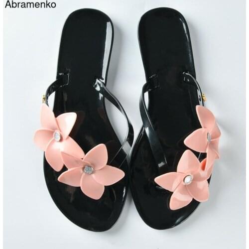 Women Slides Slippers Platform Shoes Flip Flops Woman Slip on Flower Rhinestone Flats Female Summer Beach Outdoor Size 36-40