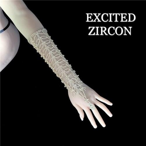 Rhinestone crystal exquisite fashion long bracelet arm chain woman luxury jewelry accessories bracelet party prom jewelry