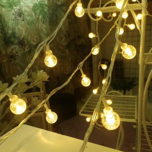 LED Festoon Bulb Ball Fairy Christmas Lights String Battery Operated Indoor Bedroom New Years Garland Party Home Decoration