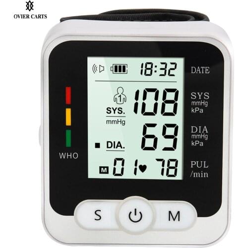 Blood Presssure Monitor Tonometer Systolic/Diastolic Pressure Pulse Rate Wrist Measurement Family Health Care