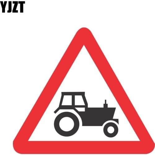 YJZT 12.4CM*11CM Tractor Sign Road Safety Car Sticker Warning Decal PVC 12-0841