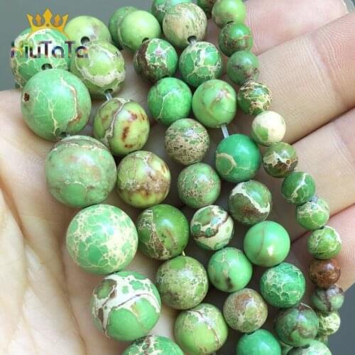 Green Sea Sediment Jaspers Stone Beads Round Loose Spacer Beads For Jewelry Making DIY Bracelets 15inches Strands 4/6/8/10/12mm