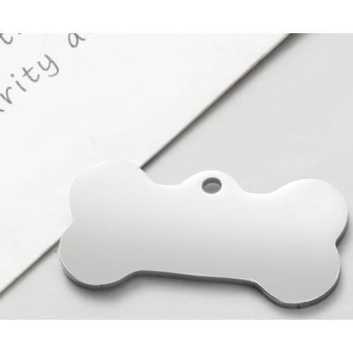 20PCS/Lot Pet ID Tag Dog Bone Charms Mirror Polished Stainless Steel DIY Dog Pet Name Pendant