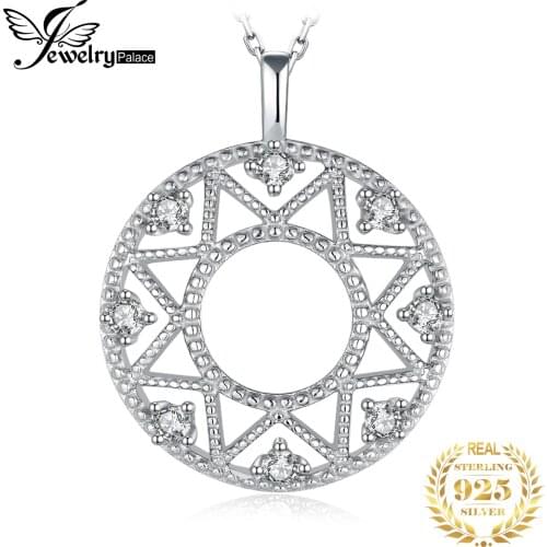 JewelryPalace Crop Circle Milgrain Cut Coin Pendant Necklace Without Chain 925 Sterling Silver Pendant Jewelry Sterling Silver