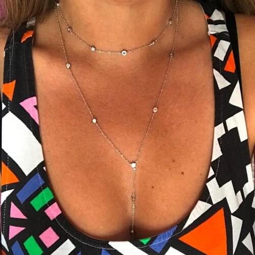2021 Extend Silver Rose Gold Color Double Layer Link Chain Necklace Women 925 Sterling Silver Fashion Choker Statement Necklace