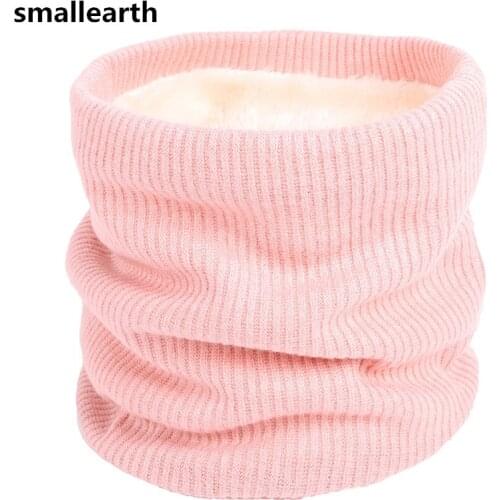 Unisex Winter Women Men Warm Knitted Scarves Kids Thick Elastic Mufflers Children Plus Velvet Neck Collar Boys Girls Plush Scarf