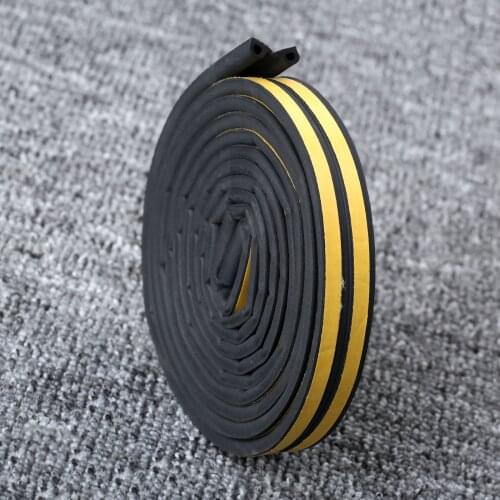 2Pcs 2.5M P-type Car Door Window Selfadhesive Weather Tape Draught Excluder Strip Silicone Rubber Sealing Strip Sound Insulation