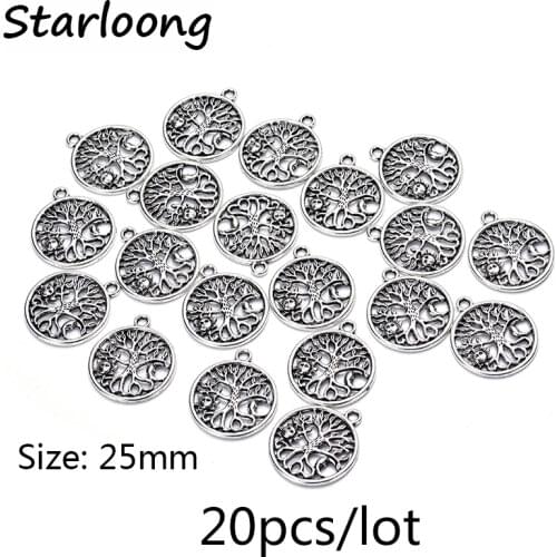 20pcs/lot zinc alloy antique vintage silver plated tree with sun moon charm pendants for Bracelet Necklace DIY Jewelry Making
