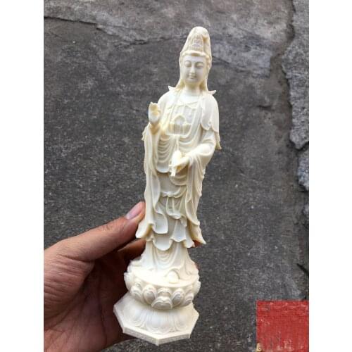 20cm HOME OFFICE Company SHOP CAR safety health good luck Efficacious protection Guan yin bodhisattva buddha carving statue